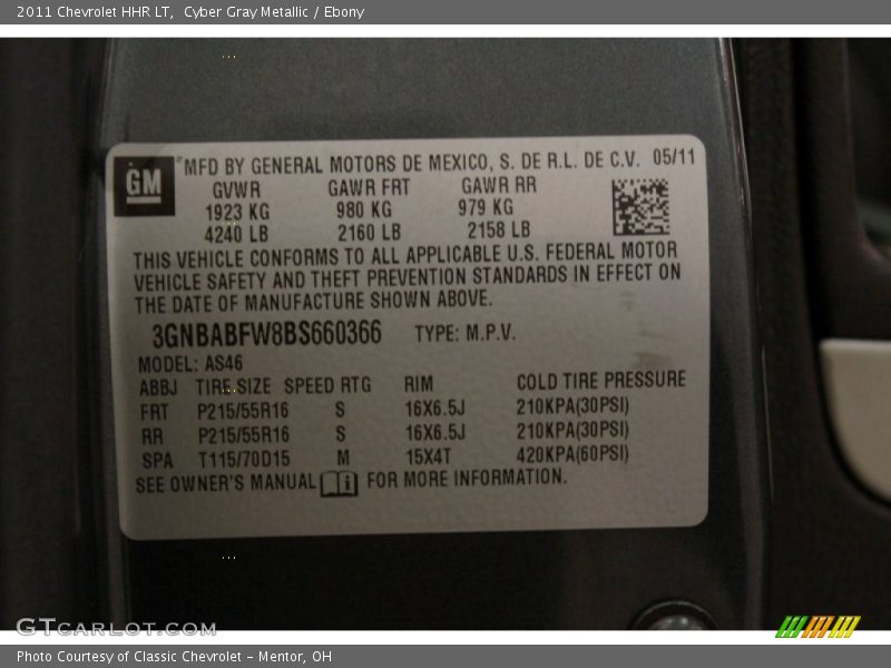 Cyber Gray Metallic / Ebony 2011 Chevrolet HHR LT