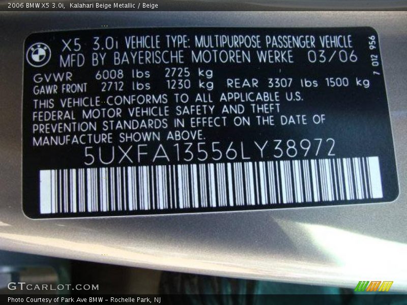 Kalahari Beige Metallic / Beige 2006 BMW X5 3.0i