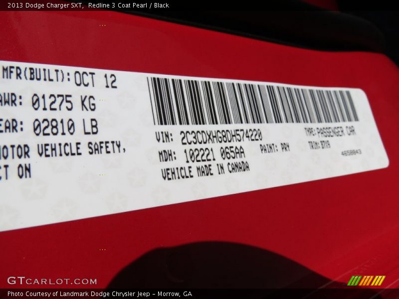 Redline 3 Coat Pearl / Black 2013 Dodge Charger SXT