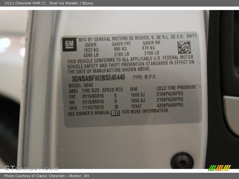 Silver Ice Metallic / Ebony 2011 Chevrolet HHR LT