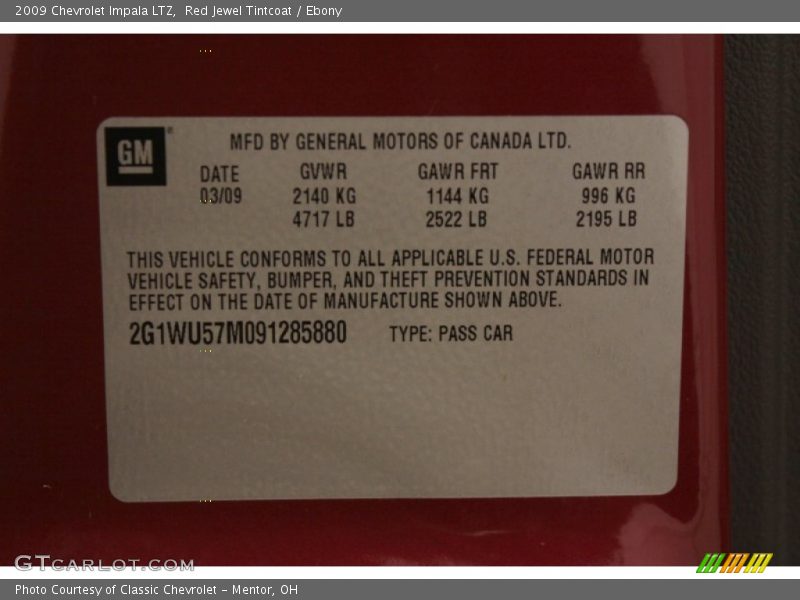 Red Jewel Tintcoat / Ebony 2009 Chevrolet Impala LTZ