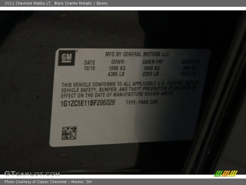 Black Granite Metallic / Ebony 2011 Chevrolet Malibu LT