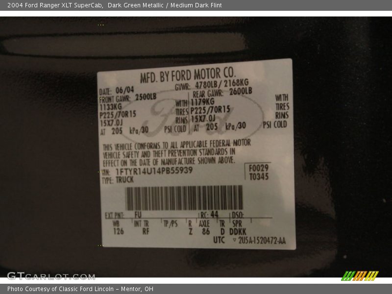 Dark Green Metallic / Medium Dark Flint 2004 Ford Ranger XLT SuperCab
