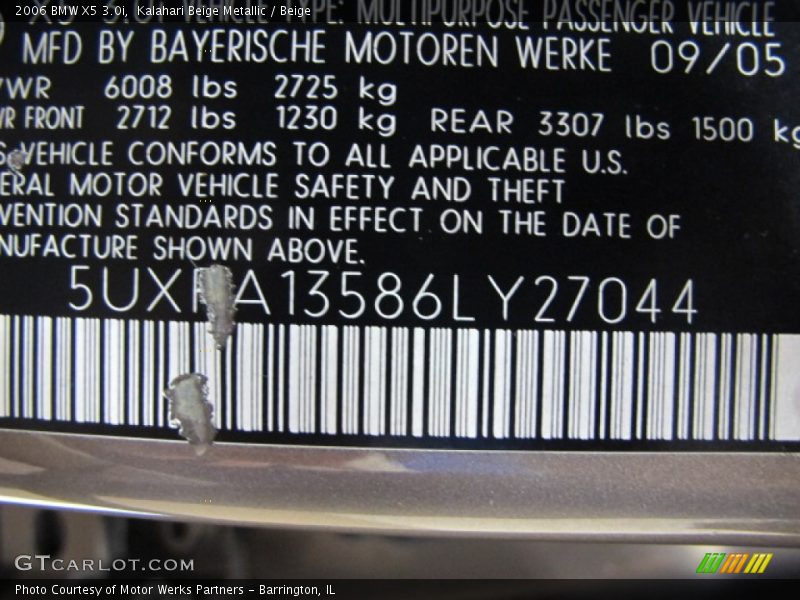 Kalahari Beige Metallic / Beige 2006 BMW X5 3.0i