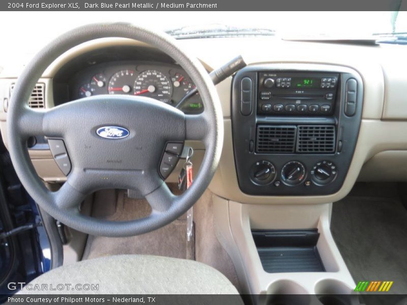 Dark Blue Pearl Metallic / Medium Parchment 2004 Ford Explorer XLS