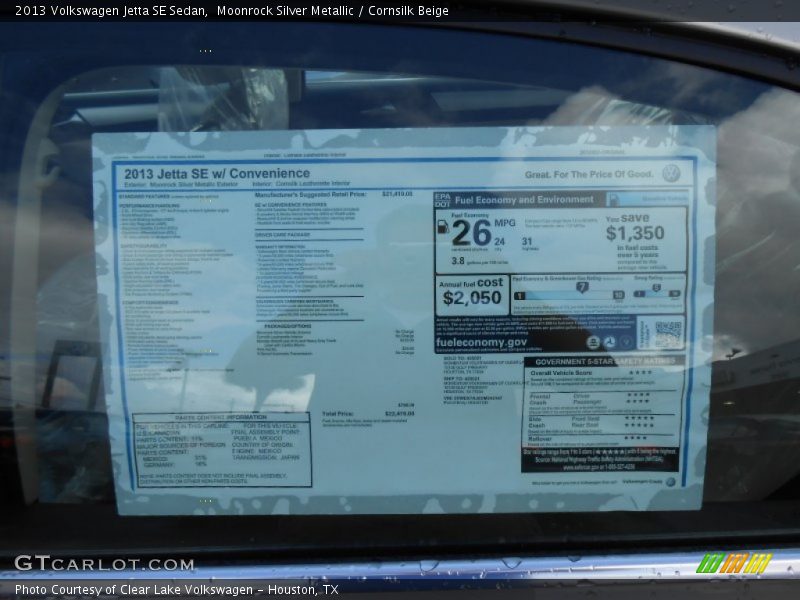 Moonrock Silver Metallic / Cornsilk Beige 2013 Volkswagen Jetta SE Sedan