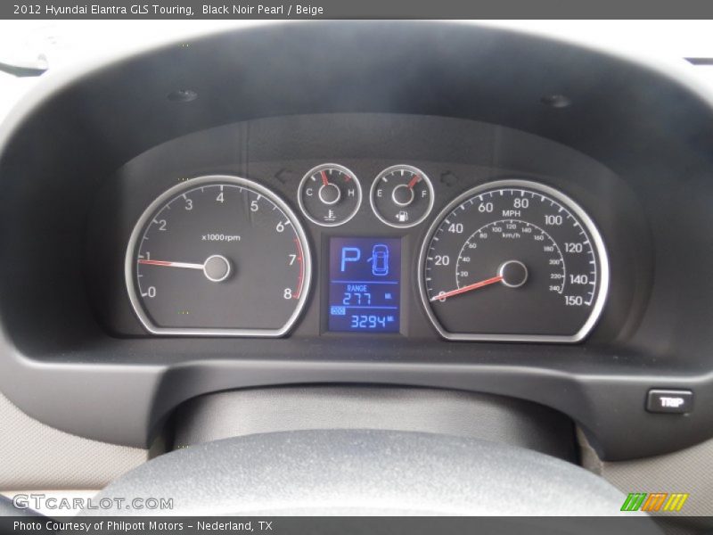 Black Noir Pearl / Beige 2012 Hyundai Elantra GLS Touring