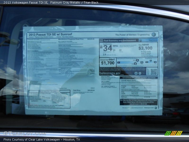 Platinum Gray Metallic / Titan Black 2013 Volkswagen Passat TDI SE