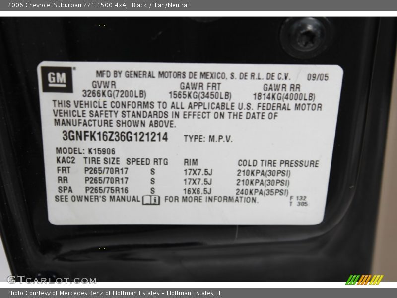 Black / Tan/Neutral 2006 Chevrolet Suburban Z71 1500 4x4