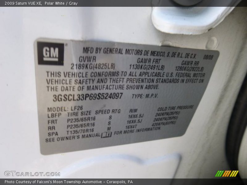 Polar White / Gray 2009 Saturn VUE XE