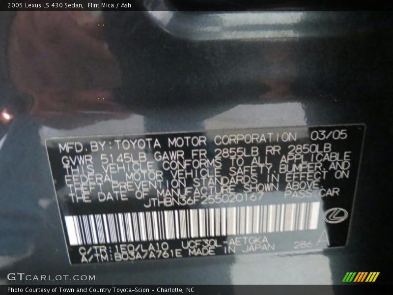 2005 LS 430 Sedan Flint Mica Color Code 1E0
