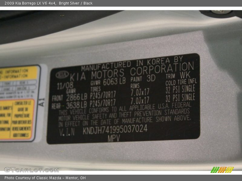 2009 Borrego LX V6 4x4 Bright Silver Color Code 3D