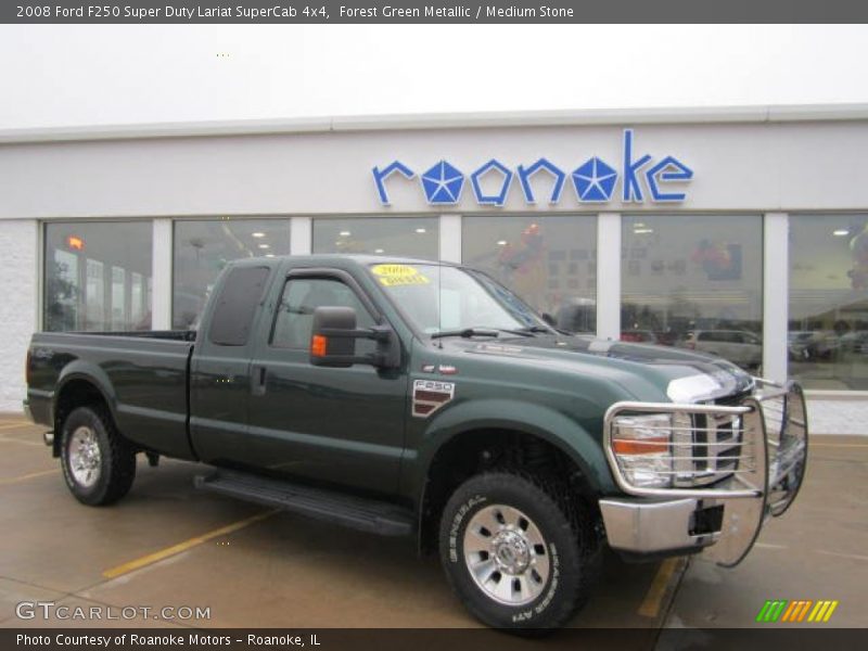 Forest Green Metallic / Medium Stone 2008 Ford F250 Super Duty Lariat SuperCab 4x4