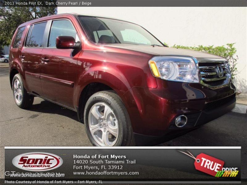 Dark Cherry Pearl / Beige 2013 Honda Pilot EX