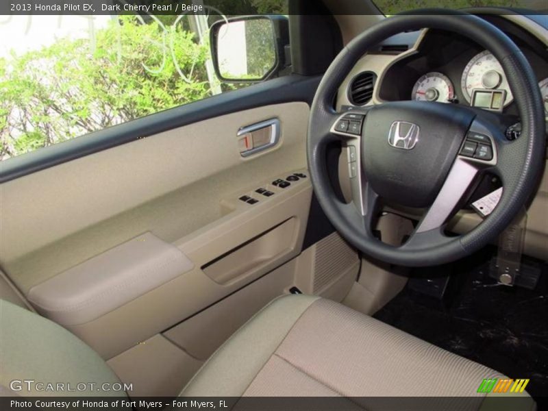 Dark Cherry Pearl / Beige 2013 Honda Pilot EX
