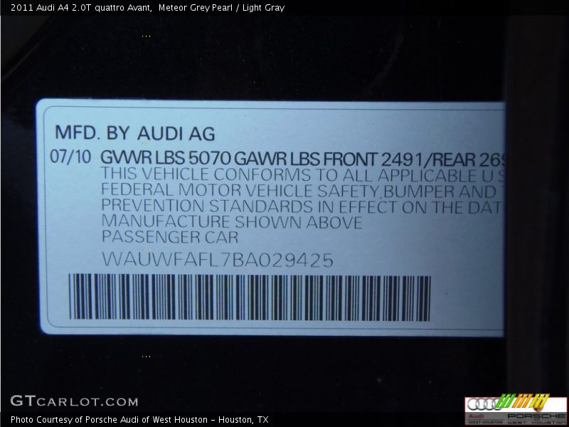 Meteor Grey Pearl / Light Gray 2011 Audi A4 2.0T quattro Avant