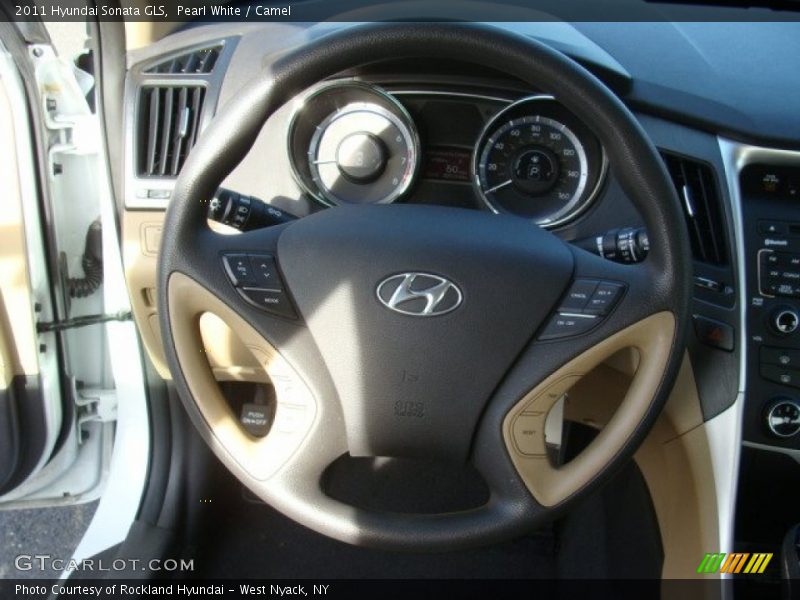 Pearl White / Camel 2011 Hyundai Sonata GLS