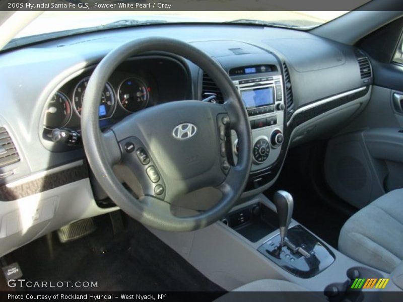 Powder White Pearl / Gray 2009 Hyundai Santa Fe GLS