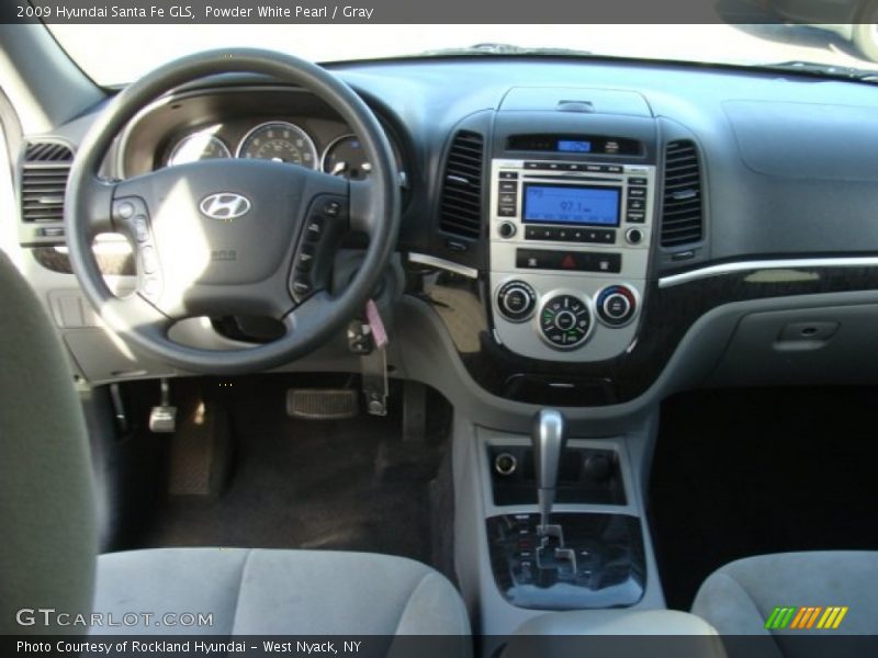 Powder White Pearl / Gray 2009 Hyundai Santa Fe GLS