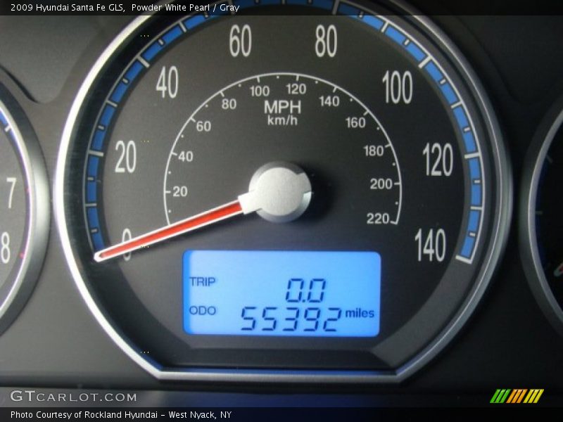 Powder White Pearl / Gray 2009 Hyundai Santa Fe GLS