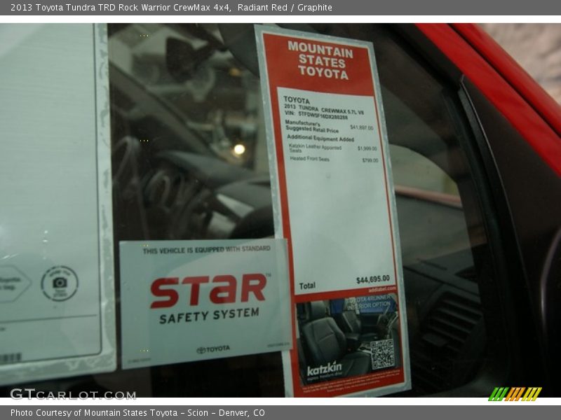  2013 Tundra TRD Rock Warrior CrewMax 4x4 Window Sticker