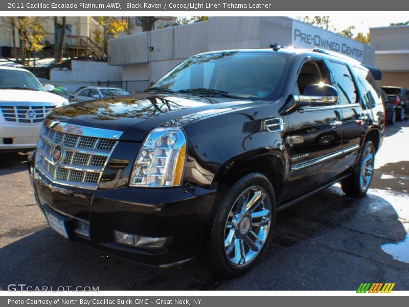 Black Raven / Cocoa/Light Linen Tehama Leather 2011 Cadillac Escalade Platinum AWD