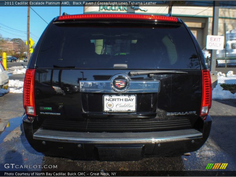 Black Raven / Cocoa/Light Linen Tehama Leather 2011 Cadillac Escalade Platinum AWD