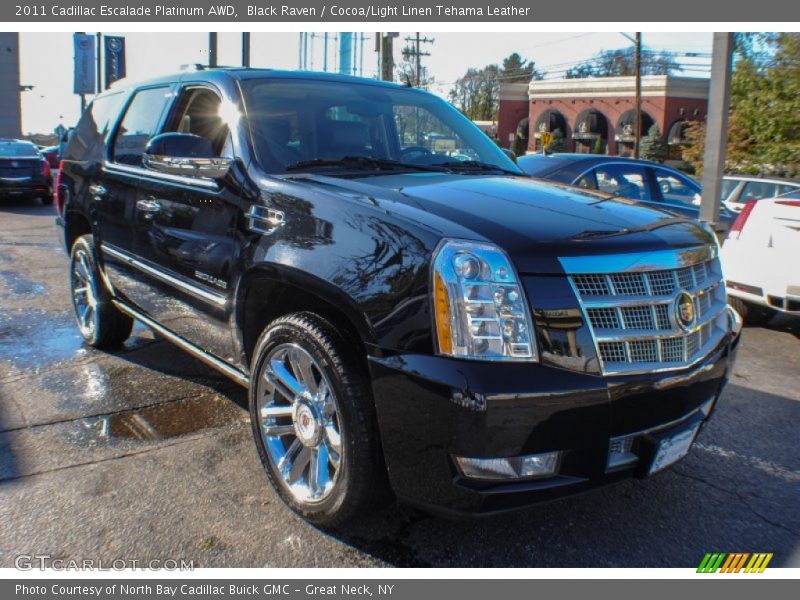 Black Raven / Cocoa/Light Linen Tehama Leather 2011 Cadillac Escalade Platinum AWD