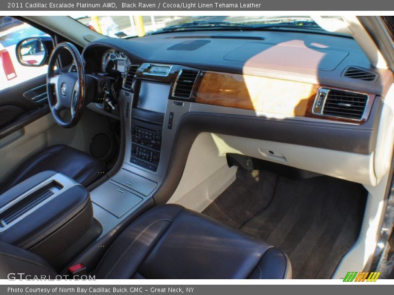 Black Raven / Cocoa/Light Linen Tehama Leather 2011 Cadillac Escalade Platinum AWD