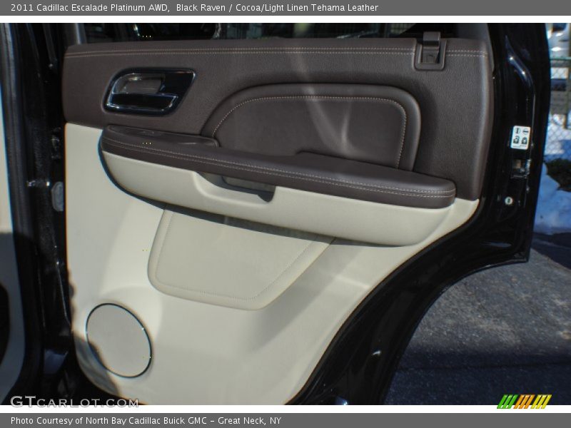 Black Raven / Cocoa/Light Linen Tehama Leather 2011 Cadillac Escalade Platinum AWD