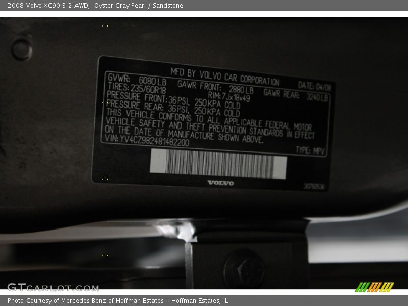 Oyster Gray Pearl / Sandstone 2008 Volvo XC90 3.2 AWD