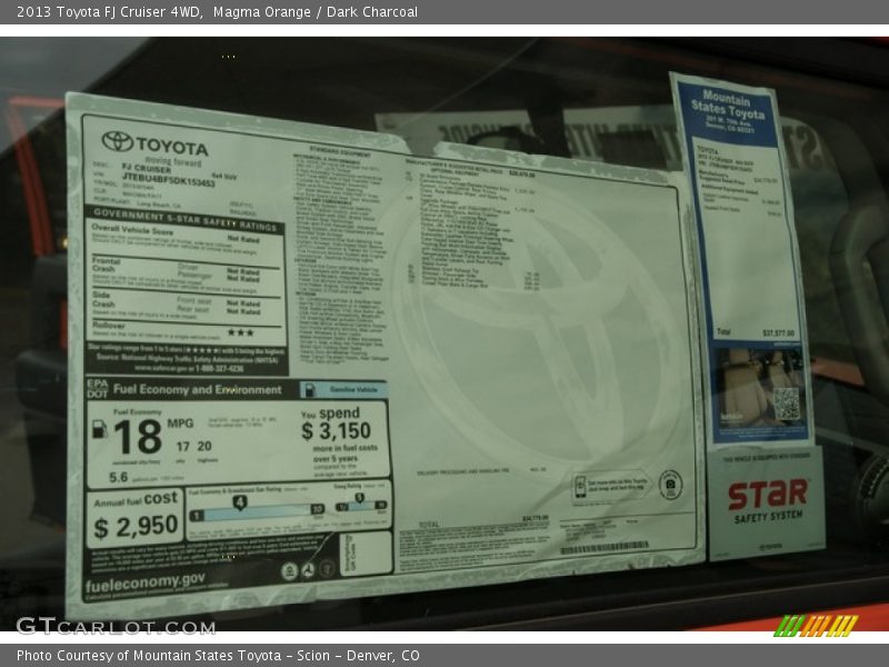  2013 FJ Cruiser 4WD Window Sticker