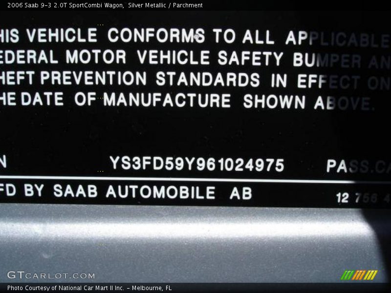 Silver Metallic / Parchment 2006 Saab 9-3 2.0T SportCombi Wagon