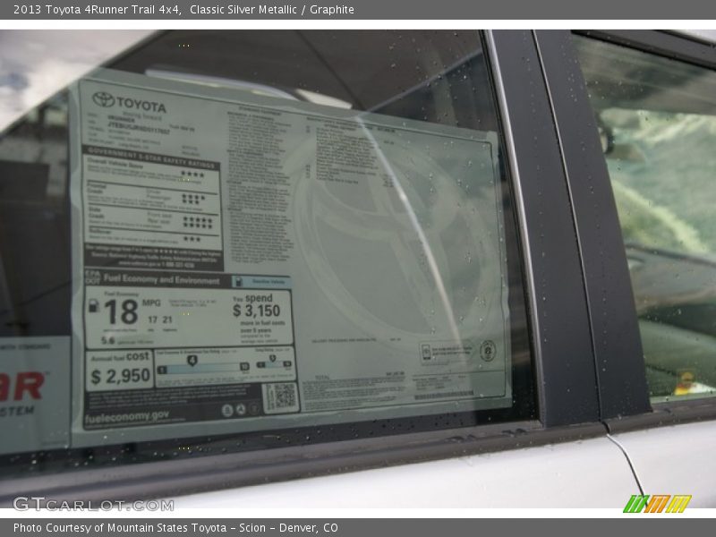 Classic Silver Metallic / Graphite 2013 Toyota 4Runner Trail 4x4