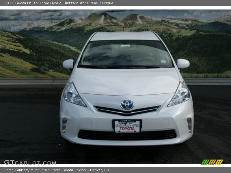 Blizzard White Pearl / Bisque 2013 Toyota Prius v Three Hybrid