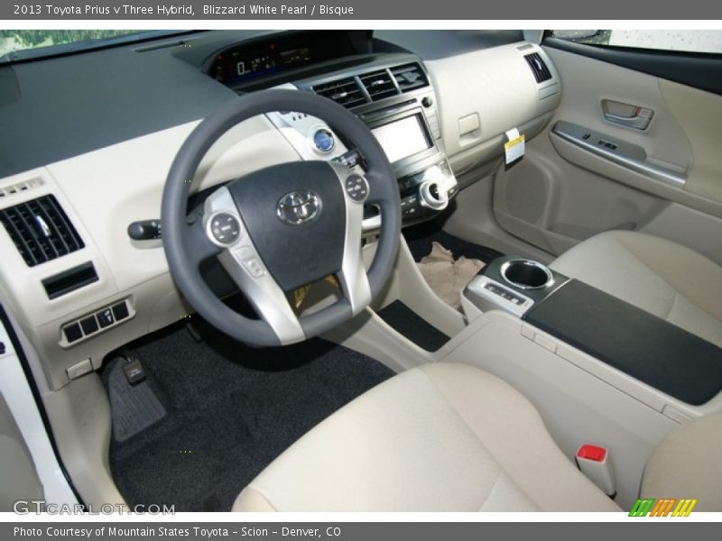 Blizzard White Pearl / Bisque 2013 Toyota Prius v Three Hybrid