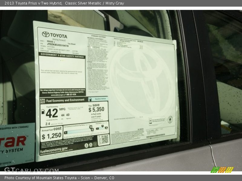 Classic Silver Metallic / Misty Gray 2013 Toyota Prius v Two Hybrid