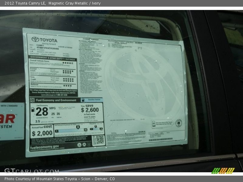 Magnetic Gray Metallic / Ivory 2012 Toyota Camry LE