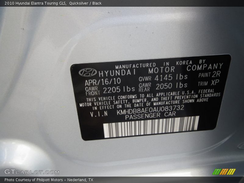 Quicksilver / Black 2010 Hyundai Elantra Touring GLS