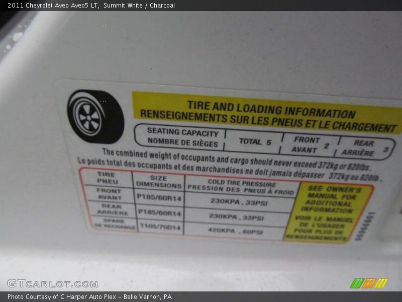 Summit White / Charcoal 2011 Chevrolet Aveo Aveo5 LT