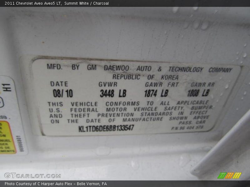 Summit White / Charcoal 2011 Chevrolet Aveo Aveo5 LT