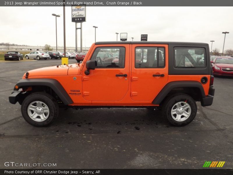 Crush Orange / Black 2013 Jeep Wrangler Unlimited Sport 4x4 Right Hand Drive