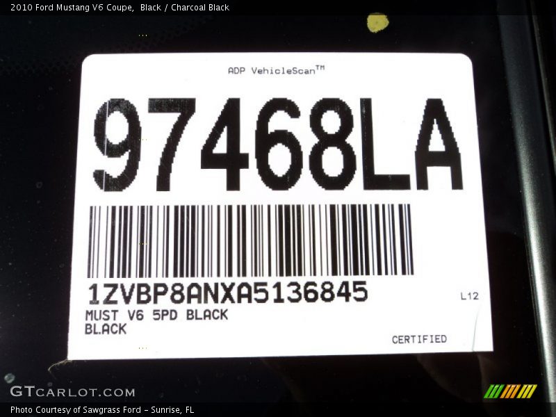 Black / Charcoal Black 2010 Ford Mustang V6 Coupe
