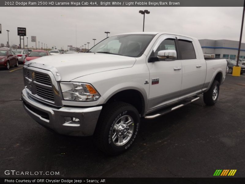 Bright White / Light Pebble Beige/Bark Brown 2012 Dodge Ram 2500 HD Laramie Mega Cab 4x4