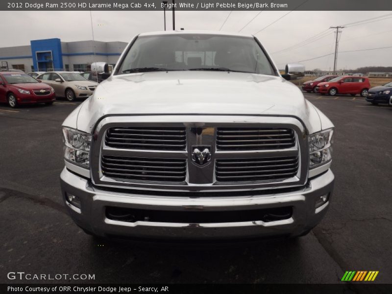 Bright White / Light Pebble Beige/Bark Brown 2012 Dodge Ram 2500 HD Laramie Mega Cab 4x4