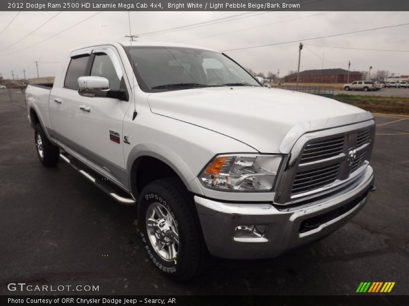 Bright White / Light Pebble Beige/Bark Brown 2012 Dodge Ram 2500 HD Laramie Mega Cab 4x4