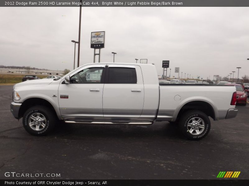 Bright White / Light Pebble Beige/Bark Brown 2012 Dodge Ram 2500 HD Laramie Mega Cab 4x4