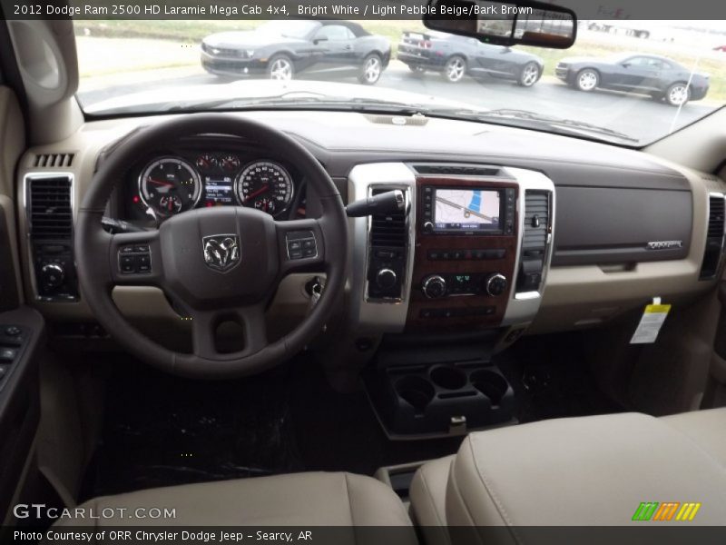 Bright White / Light Pebble Beige/Bark Brown 2012 Dodge Ram 2500 HD Laramie Mega Cab 4x4