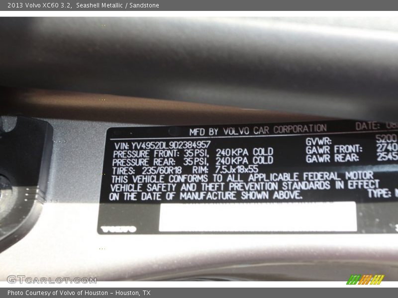 Seashell Metallic / Sandstone 2013 Volvo XC60 3.2