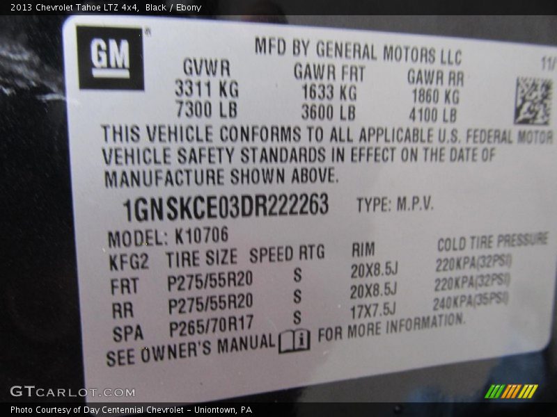 Black / Ebony 2013 Chevrolet Tahoe LTZ 4x4
